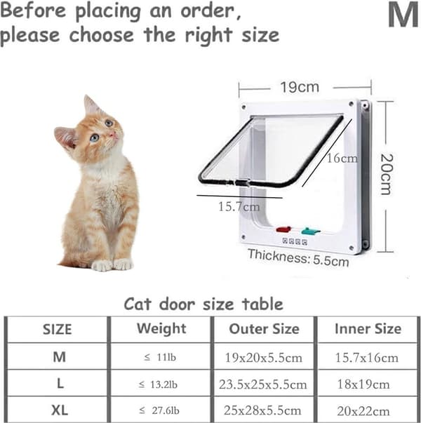 Kattelåge, vendbar, 4 låsepositioner, til små hunde op til 5 kg, anti-træk, hvid, medium, 1 stk.