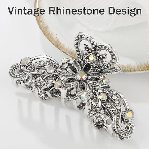 Vintage hårklämma (Vintage Silver), strasslegering