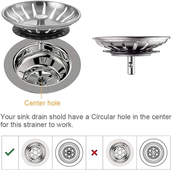 2 x Stainless Steel Kitchen Sink Stopper - Universal Sink Strainer