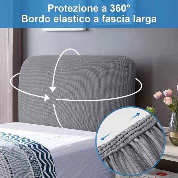 Headboard Cover for Double Bed, Headboard, Elastic Cover, Dustproof, Washable, Light Grey 120-140 cm
