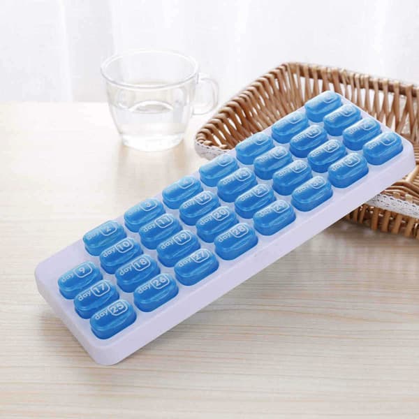 1 Pillerask 31 Dagar, Portabel Medicinlåda med Lock, Resa