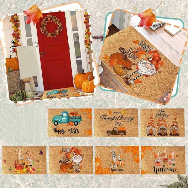 Thanksgiving dørmåtte efterår dørmåtte græskar gulvmåtte hoveddør gulvmåtte dekoration 40X60Cm D