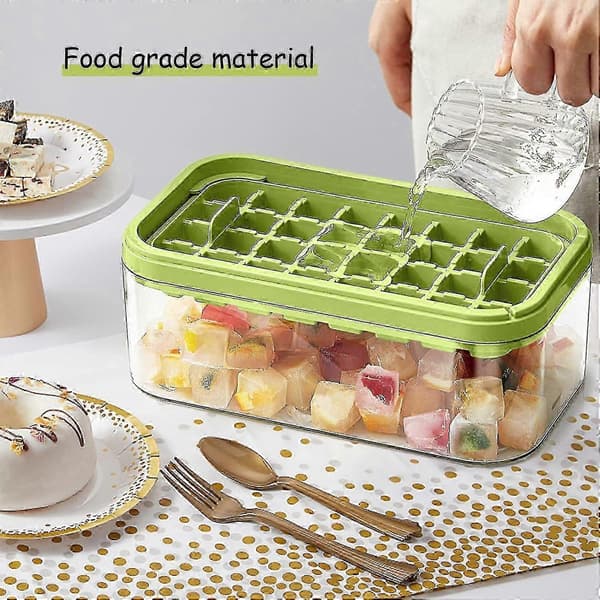 SDIGV Ice Cube Tray with Lid and Bin, 2-Pack for Freezer, 64 Ice Cubes (Green)
