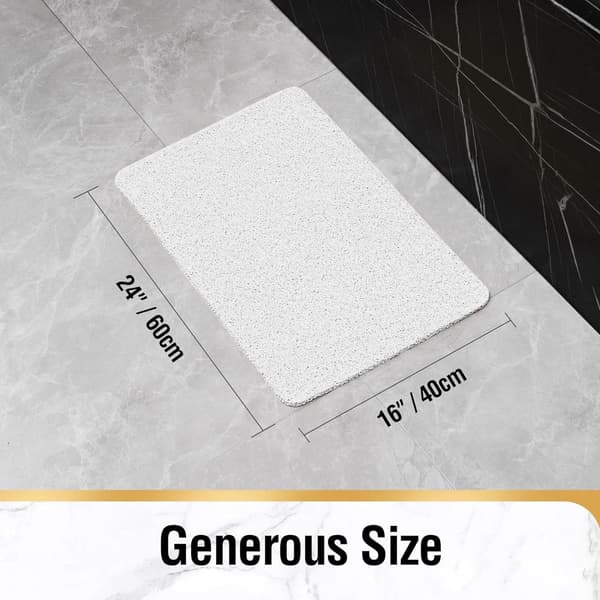 Non-slip shower mat - with drain, soft PVC loofah bath mat, quick-drying - white - 40x60 cm