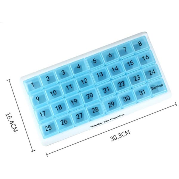 Monthly Pill Box 31 Compartments, 1 Per Day, 4 Weeks Months 31 Days Pill Box, Black