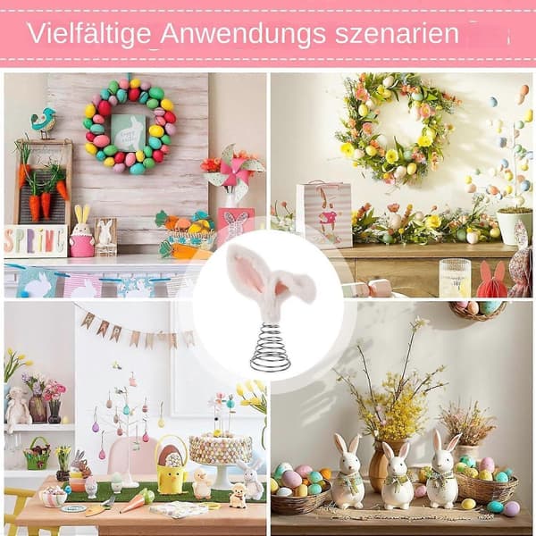 Feather Tree Topper Bunny Ear Tree Topper Plush Rabbit Easter Tree Top with Metal Spiral Base Compatible with Festive Decoration