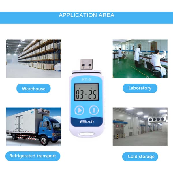 RC-5 Højpræcision digital USB temperaturdatalogger til lageropbevaring, køletransport, laboratorium