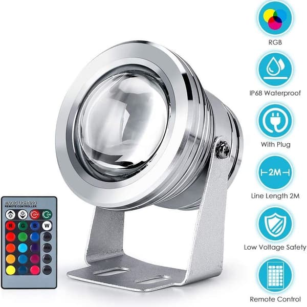 2-pakning LED-undervannsspotlight, 5050 RGB vanntett IP68 undervannsbelysning, LED-st