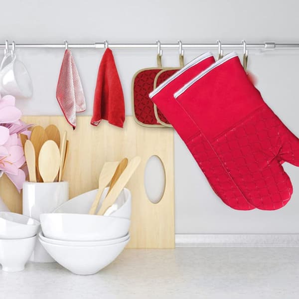Kitchen Oven Mitt, High Heat Resistant, 500 Degrees, Extra Red KLB