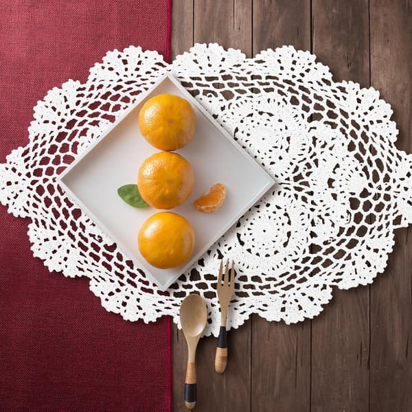Cotton Lace Placemat Rustic Table Mat White Crocheted Design Easy to Clean Fine Workmanship