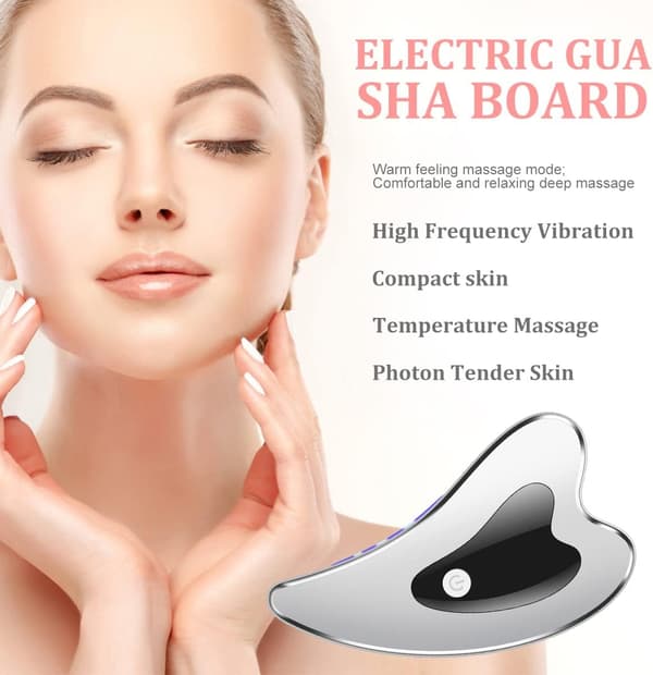 Gua Sha ansigtsværktøj elektrisk Gua Sha-plade ansigtsmassager med vibration, varme og lysterapi