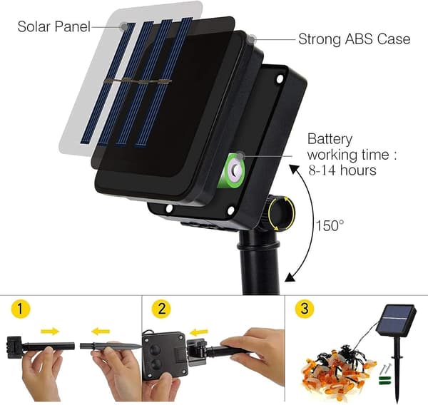 Solar String Lights Outdoor, 50 LED 7M 8 Modes Waterproof Solar, ZQKLA