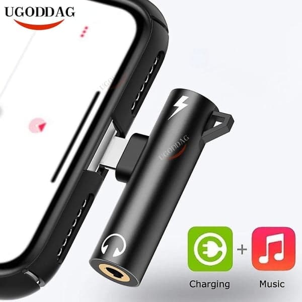 2 i 1 Lyd Hovedtelefoner Opladning Dobbelt Adapter Splitter til iPhone Huawei til 3.5mm Hovedtelefonstik Aux Kabelstik Lightning Pink til IOS