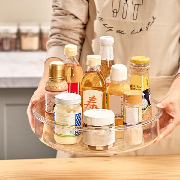 Storage Shelf, 11.5 inch Upgraded Transparent Turntable, Rotating Spice Storage for Kitchen, Dining Room, Refrigerator, Bathroom