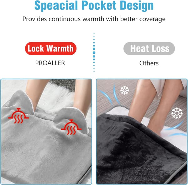Electric Foot Warmer in Soft Flannel with 2-Hour Auto Shut-Off and 4 Temperatures