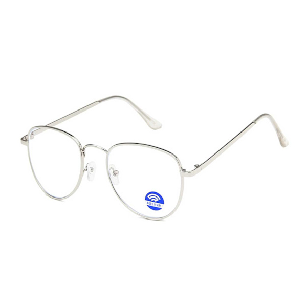 [LCS] Oval computer glasses with blue light filter without strength - Silver silver