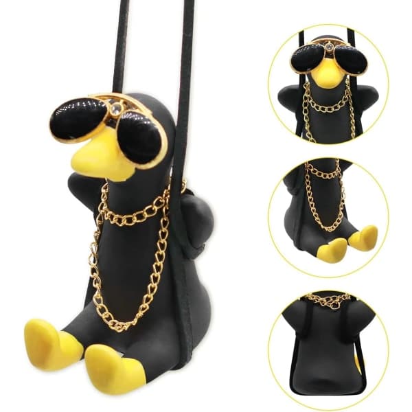 (Sort) Biltilbehør Swing Duck, Svingende Bilpynt, Bil A