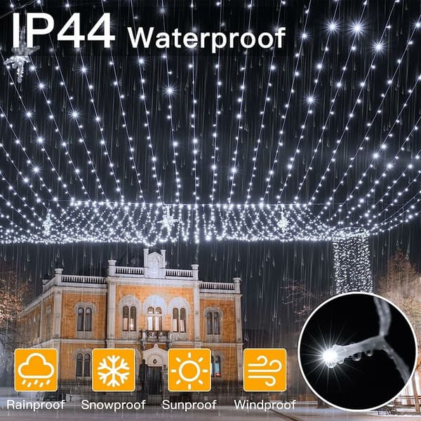 100m 1000 LED String Lights, Christmas Lighting IP44 Waterproof with Remote Control and Timer, 8 Modes - Cool White