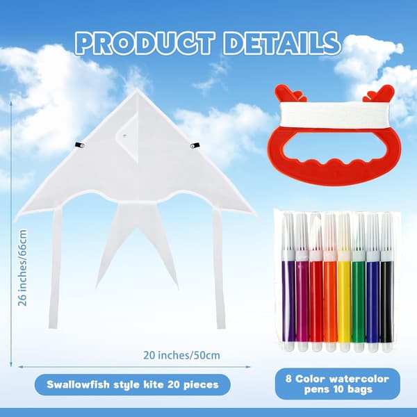 20 stk 20\" DIY Dragebyggesett for barn i bulk med penner