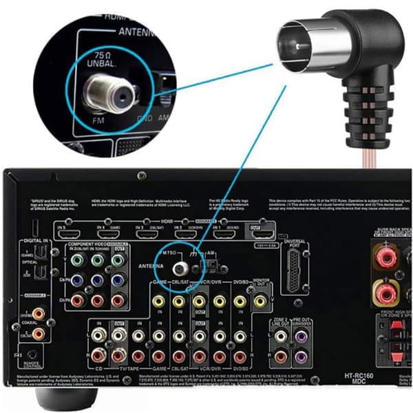 FM-antenne 75 Ohm F-hanstik til hjemmeradio stereosignal