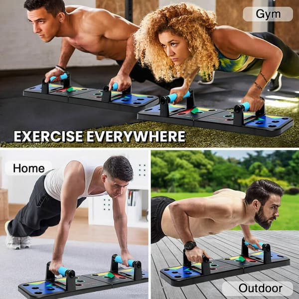12 i 1 Push Up Board Sammenleggbart Treningsutstyr Hjemme Muskelbygger (L)
