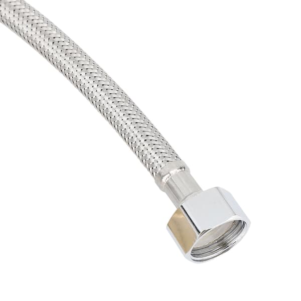 2 st flätade krananslutningsslangar, rostfritt stål, 60 cm, universella för badrumskök