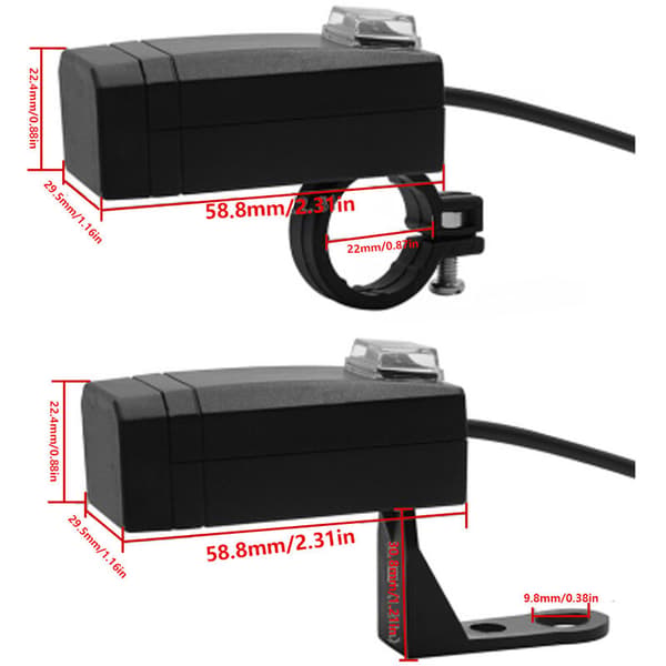 Universal Motorcycle Mobile Phone Charger with Dual Switch 12-24V