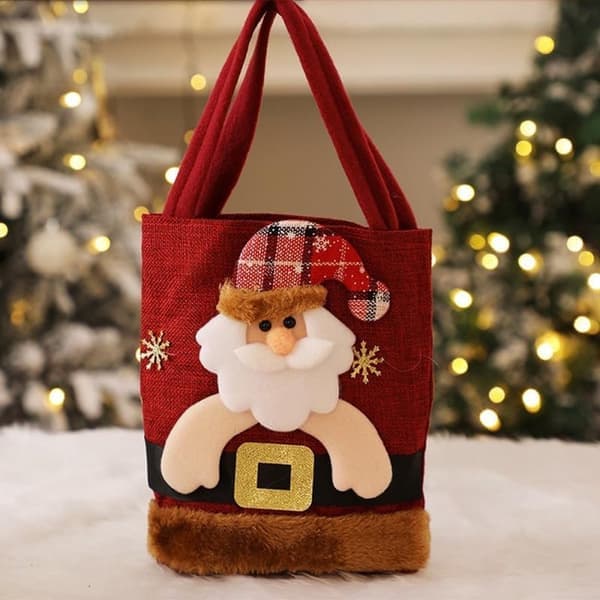 Julegavepose – Slikpose i stof – Snørelukning – Genanvendelig æblepose – 37×20 cm – Rød – Hør