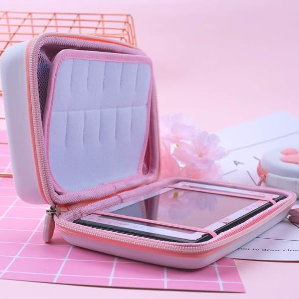 Sweet Cat Paw Travel Case Compatible Hard Shell Portable Storage Bag for Switch Console Controllers and Game Accessories