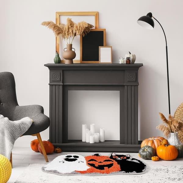 Halloween Græskar Spøgelse Sort Kat Mønster Badeværelsesmåtte (50*80cm), Skridsikker Brusemåtte Dørmåtte Entrémåtte Gulvmåtte