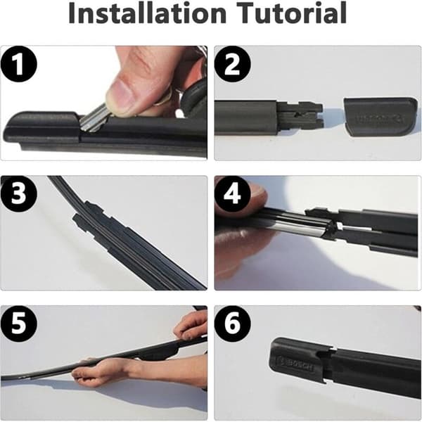 6 Pieces Rubber Wiper Blade, Rubber Replacement Blade, Universal Windshield Wiper Strips, Compatible with All Wiper Blades