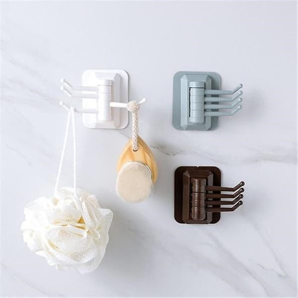 Self-Adhesive ABS Rotating Towel Hanger, Wall-Mounted Multi-Hook, No Drilling for Bathroom Kitchen