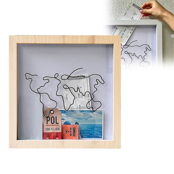 Shadow Box Picture Frame for Wall and Table Placement - Ticket Stubs Adventure Archive Box / Hanging
