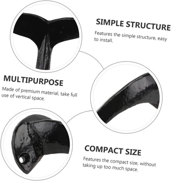 2pcs Whale Tail Shaped Storage Hooks Wall Hook Iron Creative Space-Saving Practical Design