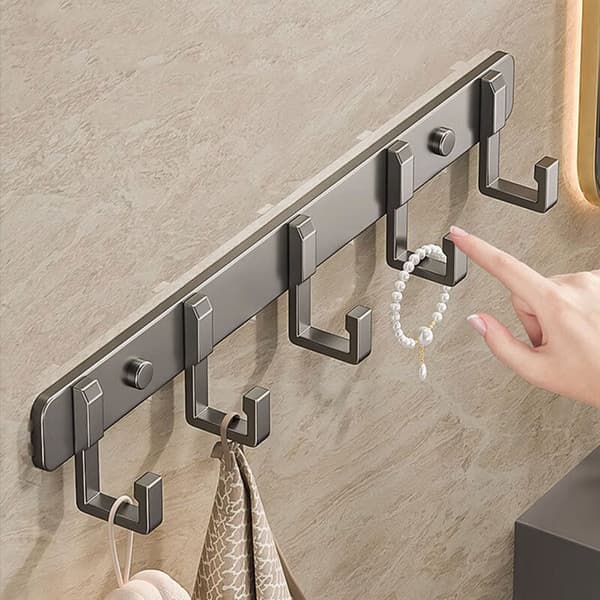 Wall Mounted Coat Rack, Wall Mounted Coat Hook with 5 Hooks, Wall Mounted Coat Hook with Screws, Wall Mounted Coat Hanger for Bedroom, Hallway