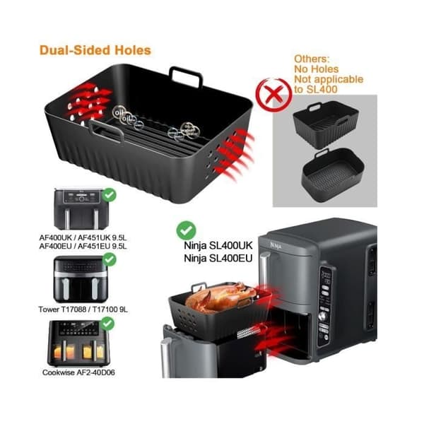 2-pack airfryerform för Ninja Double Stack XL airfryer SL400EU, silikonformtillbehör Airfryer Foodi Max