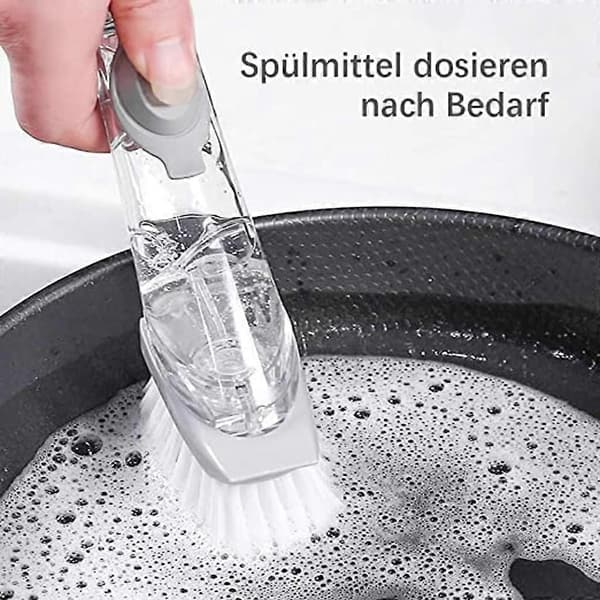 Dual-use Kitchen Cleaning Brush Scrubber Dish Bowl Washing Sponge Automatic Liquid Dispenser Kitchen Pot Cleaning Tool - 1