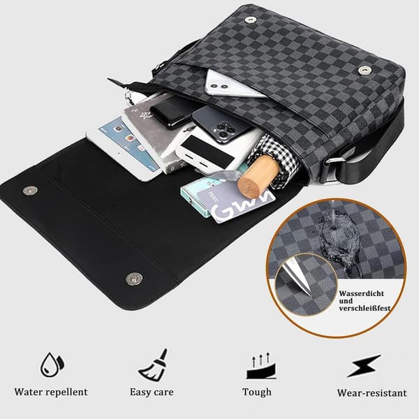 Herr Crossbody Väska Rutig Stor Pendlarryggsäck