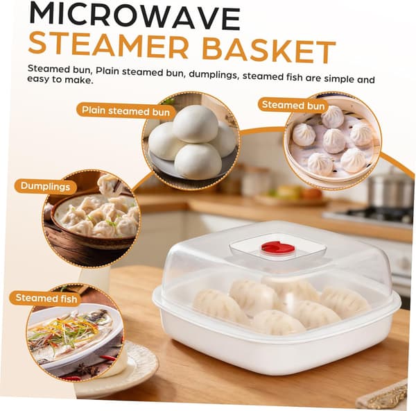 Microwave Steamer with Lid, Plastic Steaming Container for Kitchen Cooking and Healthy Eating