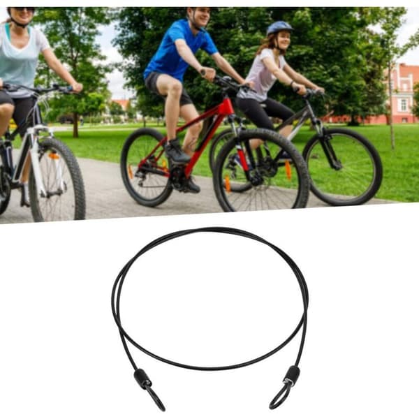 Looped Stainless Steel Security Cable, Anti-theft with Loop for Bicycle and Motorcycle (Black)