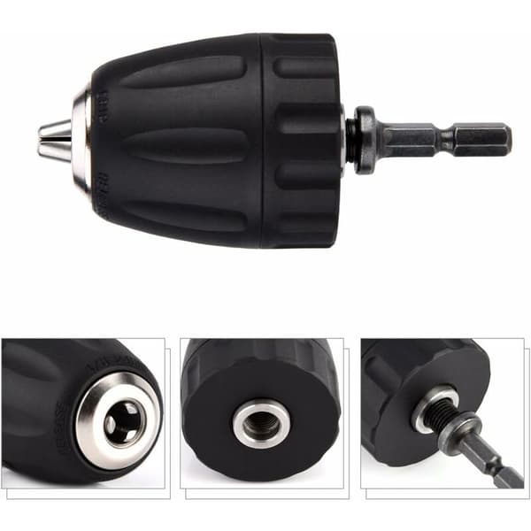 0,8-10 mm 3/8\"-24UNF Keyless Drill Chuck with 1/4\" Hex Shank Drill Attachment