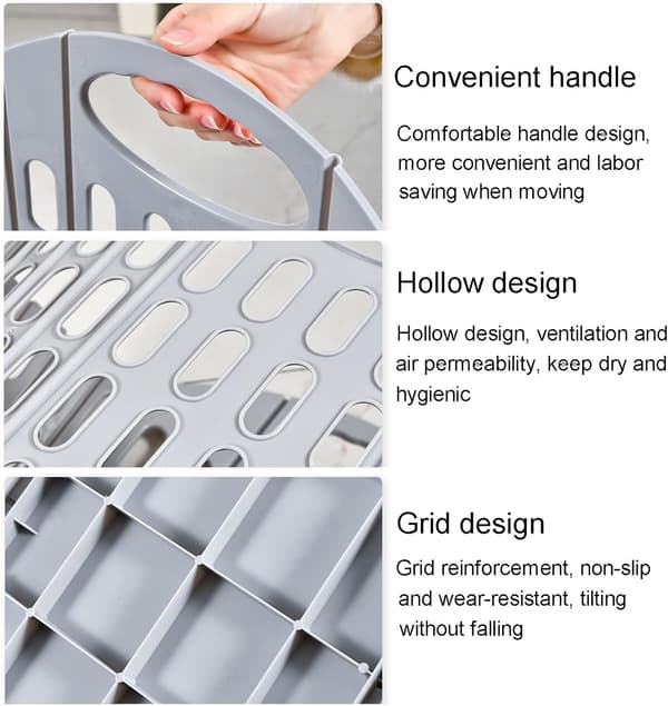 Foldable Laundry Basket, Collapsible Storage Basket with Handle, Portable Shower Basket, Storage Basket for Bathroom and Kitchen (Grey)