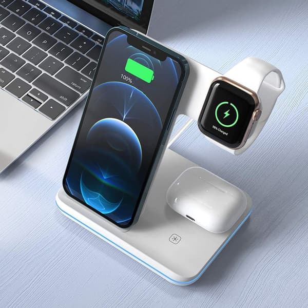 3-i-1 trådløs lader, trådløs lader kompatibel med iPhone 13 12