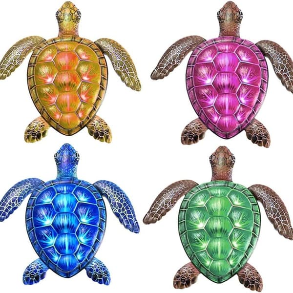 Metallic Sea Turtle Beach Outdoor Hanging Wall Decor