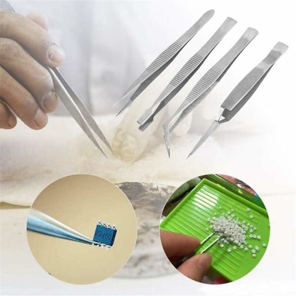 Professionel pincet i rustfrit stål til håndværk og smykkefremstilling Triomphe elektronisk plukkeværktøj Sæt med 4