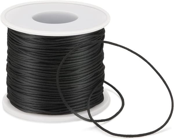 1 mm svart elastisk snöre, 50 m elastisk snöre för armband