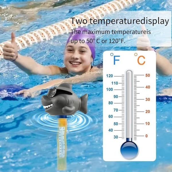 Solcelledrevet pooltermometer, flydende termometer med snor, let at aflæse om natten, velegnet til swimmingpools