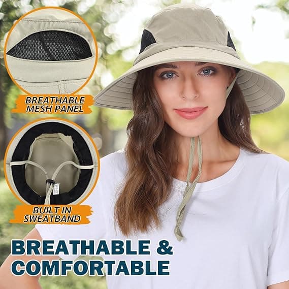 Unisex Solhatt, Vanntett Hatt Sammenleggbar, Beige