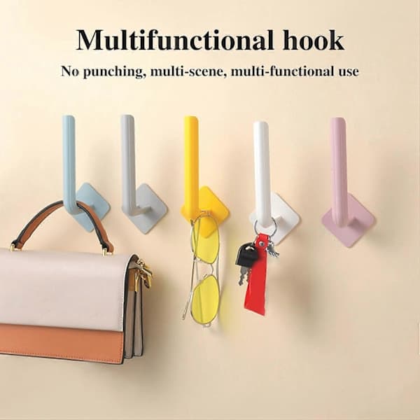 3 Pcs Wall Hooks Strong Bearing Capacity Waterproof L-Shaped Traceless Hanger Traceless Bathroom Kitchen