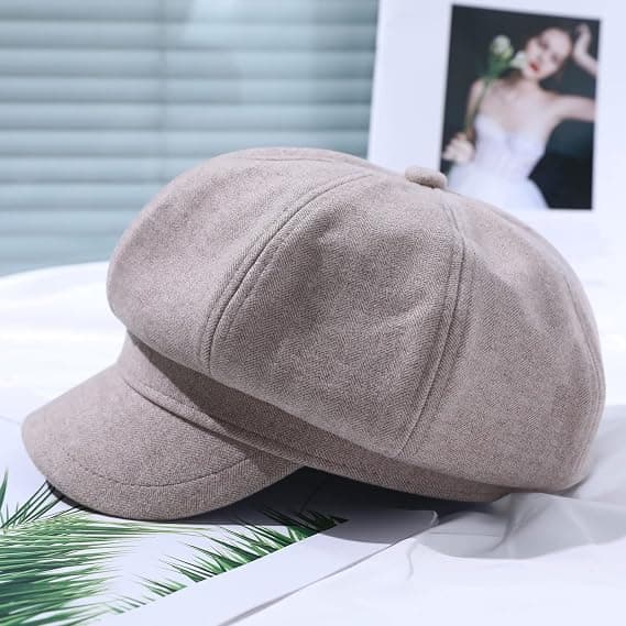 Baker Boy-luer for kvinner med brem, retro baker boy-hatt, justerbar caps for damer